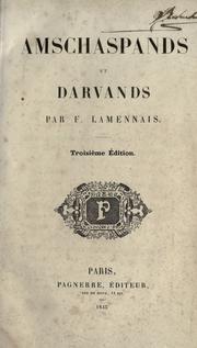 Cover of: Amschaspands et Darvands by Félicité Robert de Lamennais