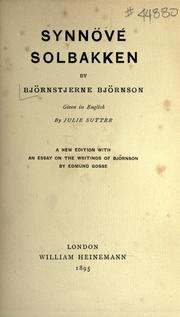 Cover of: Synn©·ov©Øe Solbakken by Bjørnstjerne Bjørnson