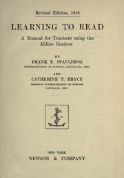 Cover of: Learning to read; a manual for teachers using the Aldine readers