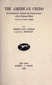 Cover of: The American credo by Nathan, George Jean