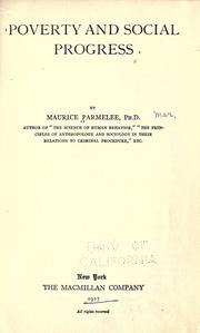 Cover of: Poverty and social progress by Maurice Parmelee