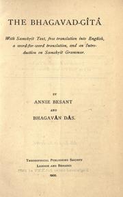 Cover of: The Bhagavad-G©Æit©Æa by by Annie Besant and Bhagav©Æan 