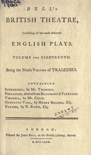 Cover of: Sophonisba, a tragedy.: As ... performed at the Theatre Royal in Drury Lane.