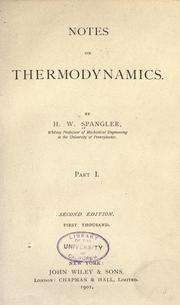 Cover of: Notes on thermodynamics.