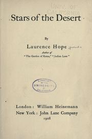Cover of: Stars of the desert by Laurence Hope