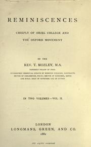 Cover of: Reminiscences: chiefly of Oriel College and the Oxford Movement