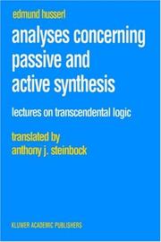 Analyses Concerning Passive and Active Synthesis by Edmund Husserl