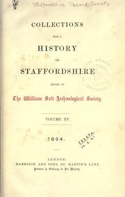 Cover of: Collections for a history of Staffordshire. Volume XV by Staffordshire Record Society