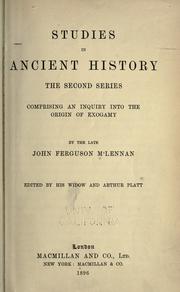 Studies in ancient history by John Ferguson McLennan