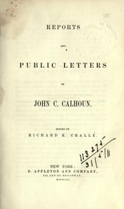 Cover of: Works. by Calhoun, John C.