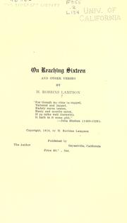 Cover of: On reaching sixteen and other verses