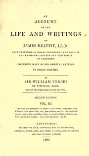 Cover of: An account of the life and writings of James Beattie by Forbes, William Sir