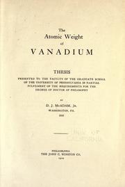 Cover of: The atomic weight of vanadium ... by Dunlap Jamison McAdam