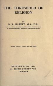 Cover of: The threshold of religion. by R. R. Marett, R. R. Marett