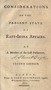 Cover of: Considerations on the present state of East-India affairs