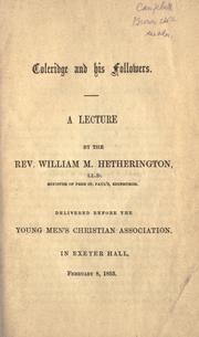 Cover of: Coleridge and his followers: a lecture