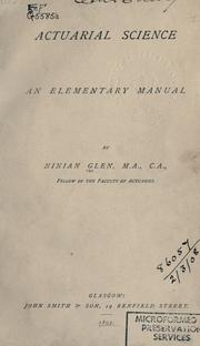 Cover of: Actuarial science: an elementary manual