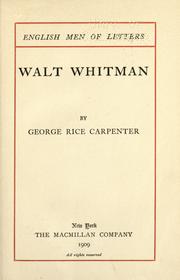 Cover of: Walt Whitman