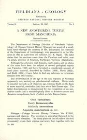 Cover of: A new anosteirine turtle from Manchuria