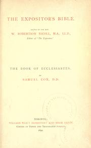 The book of Ecclesiastes by Samuel Cox