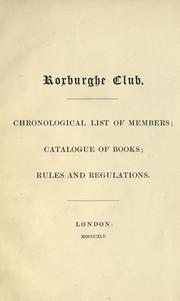 Cover of: Chronological list of members: Catalogue of books; Rules and regulations.