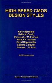 Cover of: High speed CMOS design styles by Kerry Bernstein ... [et al.].