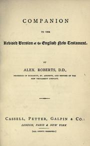 Cover of: Companion to the revised version of the English New Testament