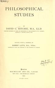 Cover of: Philosophical studies by David George Ritchie