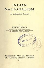 Cover of: Indian nationalism by Edwyn Robert Bevan