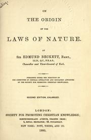 Cover of: On the origin of the laws of nature. by Edmund Beckett