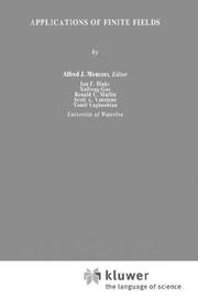 Cover of: Applications of Finite Fields