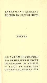 Cover of: Essays on education and kindred subjects. by Herbert Spencer