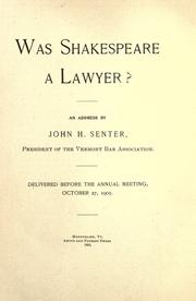 Was Shakespeare a lawyer? by John H. Senter