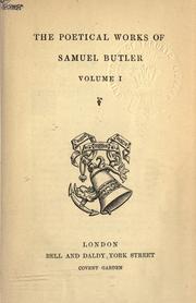 Cover of: Poetical works. by Samuel Butler