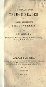 Cover of: A companion Telugu reader to Arden's Progressive Telugu grammar