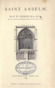 Cover of: Saint Anselm by Richard William Church