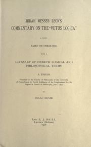 Cover of: Judah Messer Leon's Commentary on the "Vetus Logica" by Isaac Husik