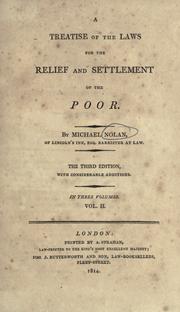 Cover of: A treatise of the laws for the relief and settlement of the poor.