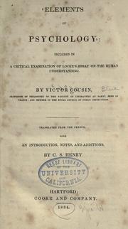 Cover of: Elements of psychology by Cousin, Victor
