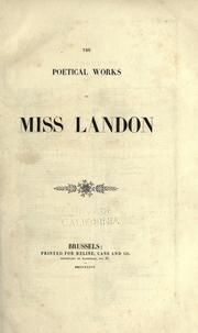 Cover of: The poetical works of Miss Landon. by L. E. L.