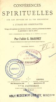 Cover of: Conférences spirituelles sur les devoirs de la vie religieuse a l'usage des communautés.