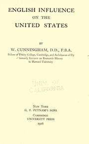 Cover of: English influence on the United States. by William Cunningham, William Cunningham