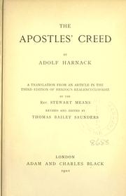 Cover of: The Apostles' Creed by Adolf von Harnack