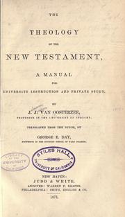 Cover of: The theology of the New Testament by Johannes Jacobus van Oosterzee