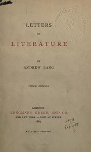 Cover of: Letters on literature. by Andrew Lang, Andrew Lang