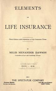 Cover of: Elements of life insurance.