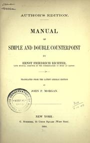 Cover of: Manual of simple and double counterpoint.