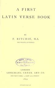 Cover of: A first Latin verse book