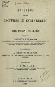 Cover of: Syllabus of the lectures in engineering at the Owens College by Owens College., Owens College