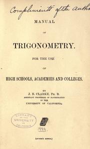 Cover of: Manual of trigonometry ...